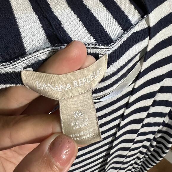 Banana Republic Black White Striped Long Sleeve Turtleneck Top XL - Picture 4 of 7